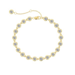 925 Sterling Silver 4mm Bezel-Set Zircon Tennis Bracelet 100100251