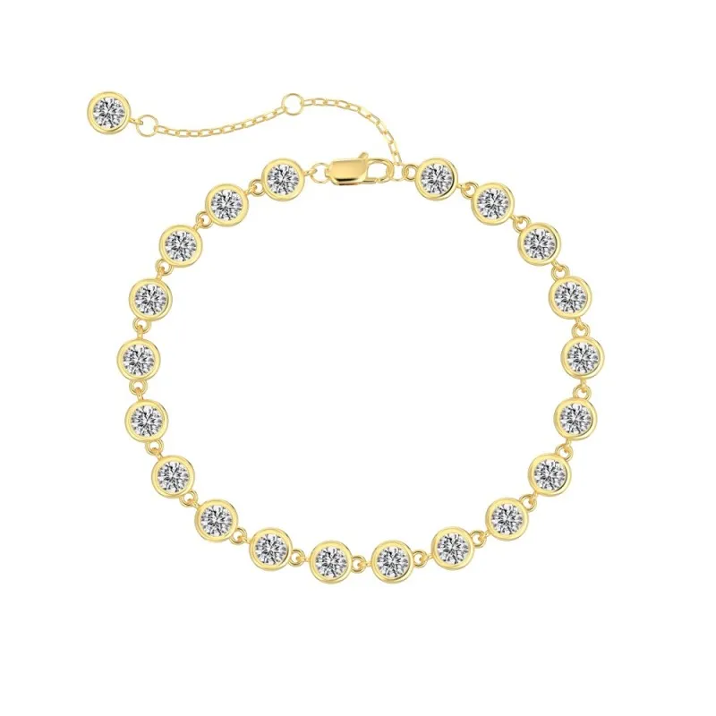 925 Sterling Silver 4mm Bezel-Set Zircon Tennis Bracelet 100100251