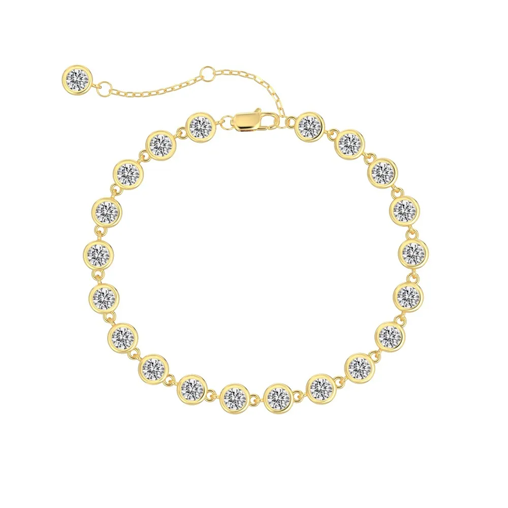 925 Sterling Silver 4mm Bezel-Set Zircon Tennis Bracelet 100100251