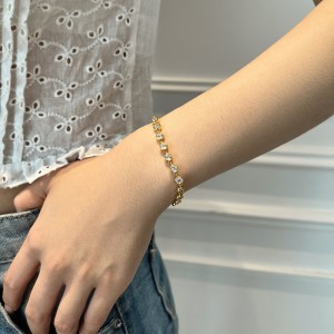 925 Sterling Silver 4mm Bezel-Set Zircon Tennis Bracelet 100100251