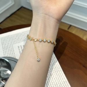 925 Sterling Silver 4mm Bezel-Set Zircon Tennis Bracelet 100100251