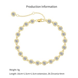 925 Sterling Silver 4mm Bezel-Set Zircon Tennis Bracelet 100100251