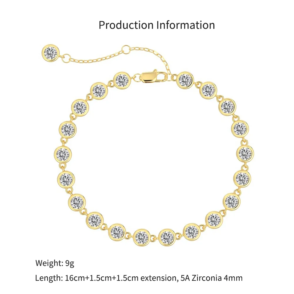 925 Sterling Silver 4mm Bezel-Set Zircon Tennis Bracelet 100100251 - image2