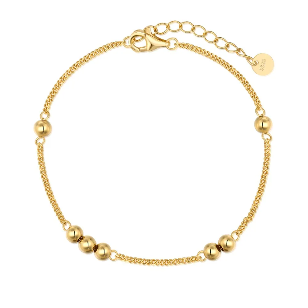 925 Sterling Silver Minimalist Polished Bead Bracelet 100100252