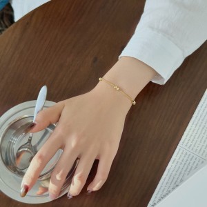 925 Sterling Silver Minimalist Polished Bead Bracelet 100100252