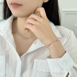 925 Sterling Silver Minimalist Polished Bead Bracelet 100100252