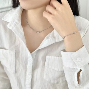 925 Sterling Silver Minimalist Polished Bead Bracelet 100100252