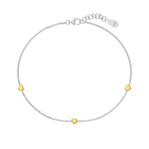 925 Sterling Silver Two-Tone Heart Station Bracelet 100100254