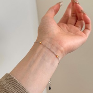 925 Sterling Silver Two-Tone Heart Station Bracelet 100100254