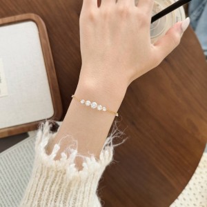 925 Sterling Silver Floating Zircon Station Bracelet 100100255