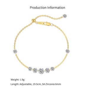 925 Sterling Silver Floating Zircon Station Bracelet 100100255