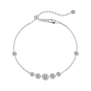 925 Sterling Silver Floating Zircon Station Bracelet 100100255
