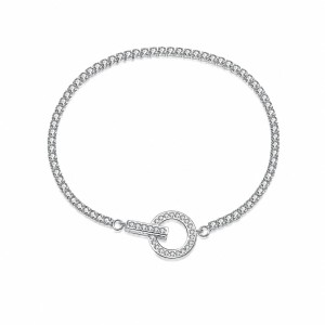 Wholesale 925 Sterling Silver CZ Tennis Chain Toggle Bracelet 100100256 Wholesale 925 Sterling Silver CZ Tennis Chain Toggle Bracelet 100100256