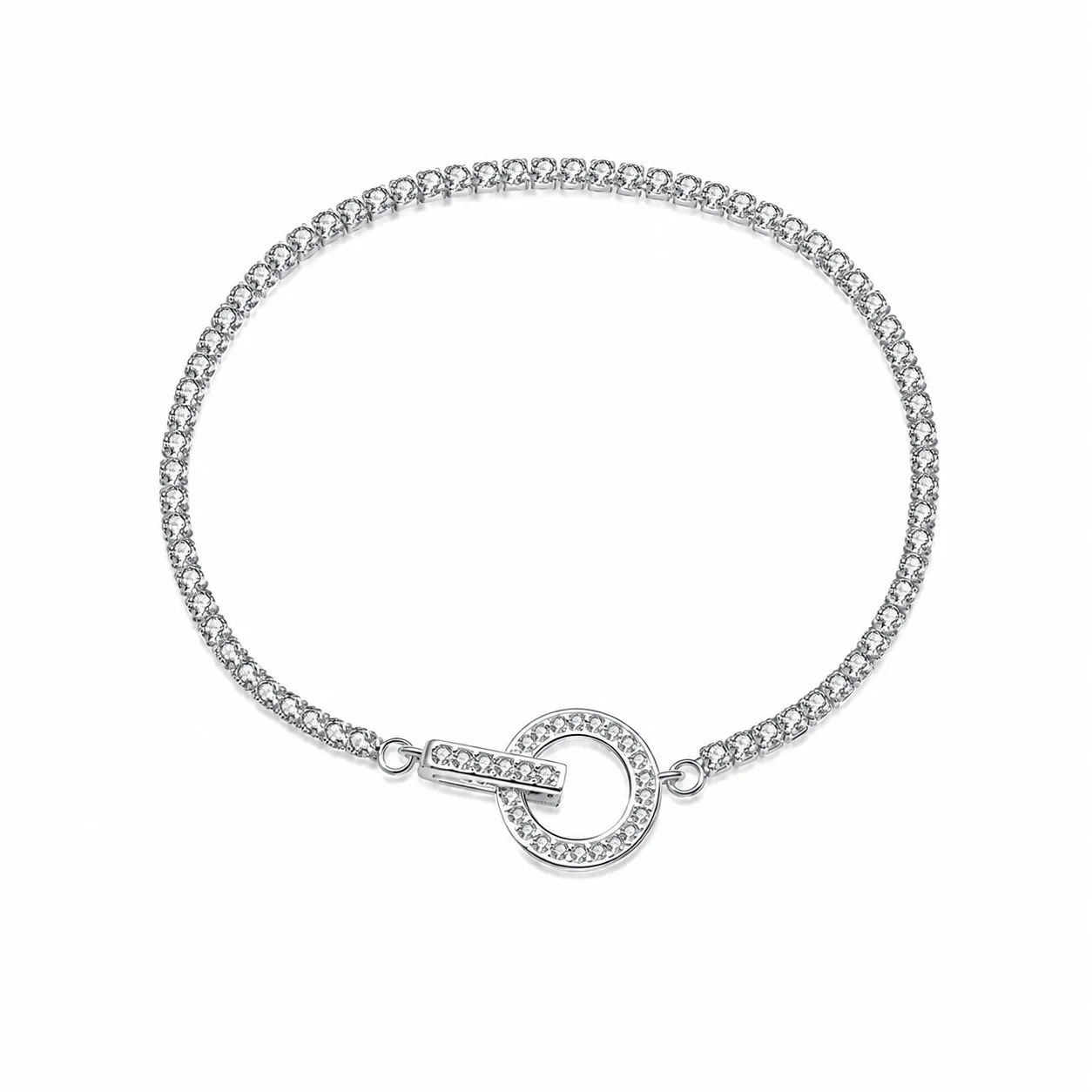 Wholesale 925 Sterling Silver CZ Tennis Chain Toggle Bracelet 100100256 Wholesale 925 Sterling Silver CZ Tennis Chain Toggle Bracelet 100100256