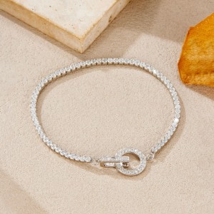 Wholesale 925 Sterling Silver CZ Tennis Chain Toggle Bracelet 100100256 Wholesale 925 Sterling Silver CZ Tennis Chain Toggle Bracelet 100100256
