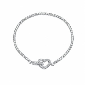 Wholesale 925 Sterling Silver CZ Tennis Chain Heart Toggle Bracelet 100100257 Wholesale 925 Sterling Silver CZ Tennis Chain Heart Toggle Bracelet 100100257