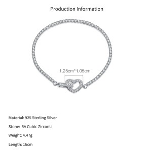 Wholesale 925 Sterling Silver CZ Tennis Chain Heart Toggle Bracelet 100100257 Wholesale 925 Sterling Silver CZ Tennis Chain Heart Toggle Bracelet 100100257