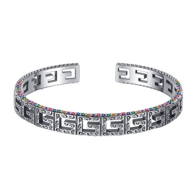 Vintage Zirconia Engraved Cuff Bangles 100200001