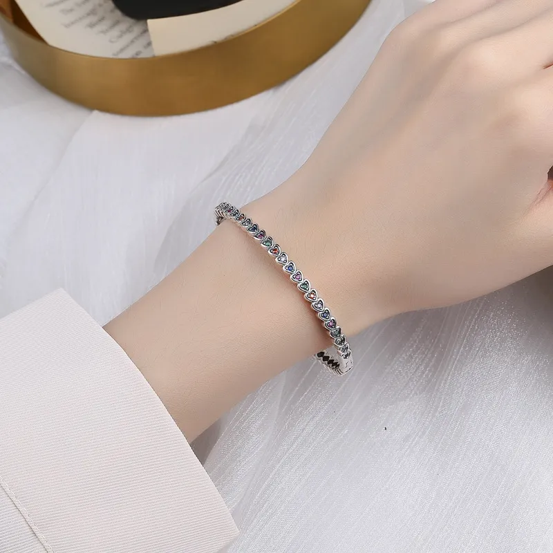 Vintage Rainbow Zirconia Heart Bangles 100200012 - image2
