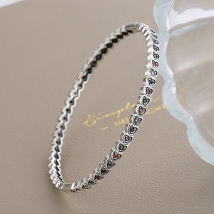 Vintage Rainbow Zirconia Heart Bangles 100200012