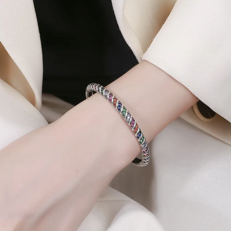 Vintage Rainbow Zirconia Strip Bangles 100200013 - image2