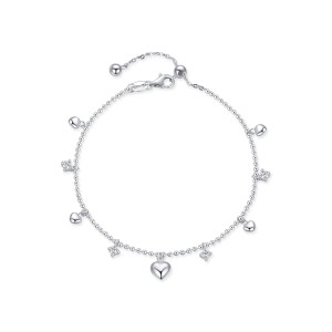 S925 Zirconia Heart Charm Bracelet 100400001