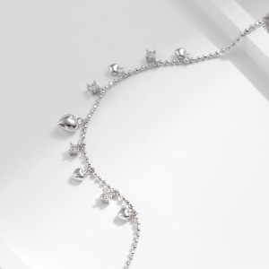S925 Zirconia Heart Charm Bracelet 100400001