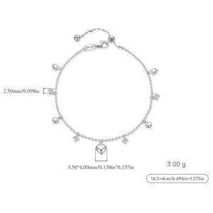 S925 Zirconia Heart Charm Bracelet 100400001