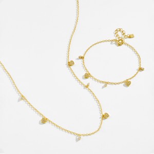 925 Sterling Silver Pave Heart Charm Bracelet 100400005