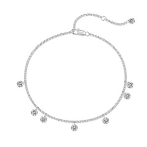 925 Sterling Silver Drilled Zircon Dangle Bracelet 100400006