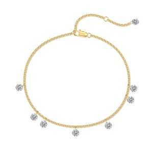 925 Sterling Silver Drilled Zircon Dangle Bracelet 100400006
