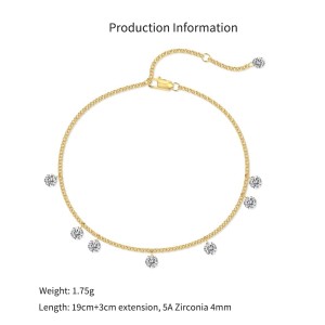 925 Sterling Silver Drilled Zircon Dangle Bracelet 100400006
