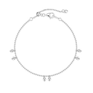 925 Sterling Silver Dangling Heart Bead Bracelet 100400007