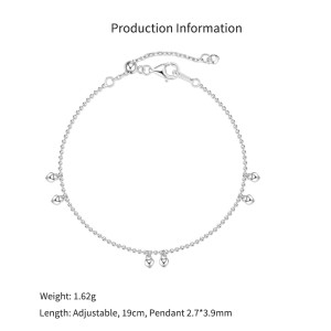 925 Sterling Silver Dangling Heart Bead Bracelet 100400007