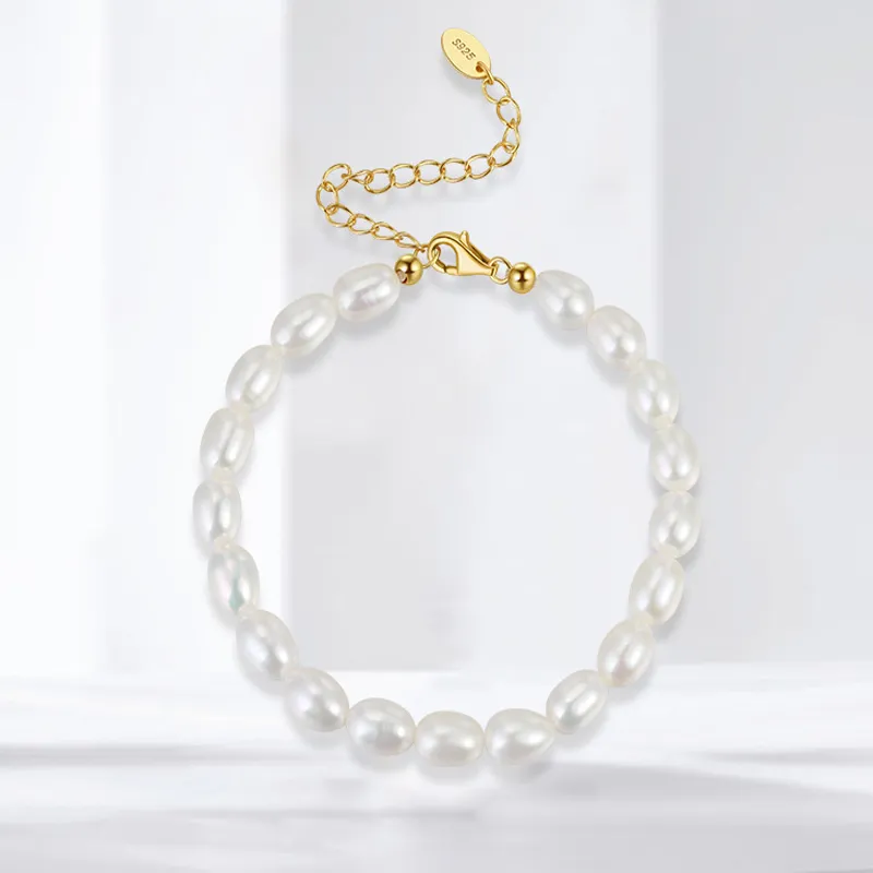 925 Sterling Silver Baroque Pearl Bracelet 100500001 - image1