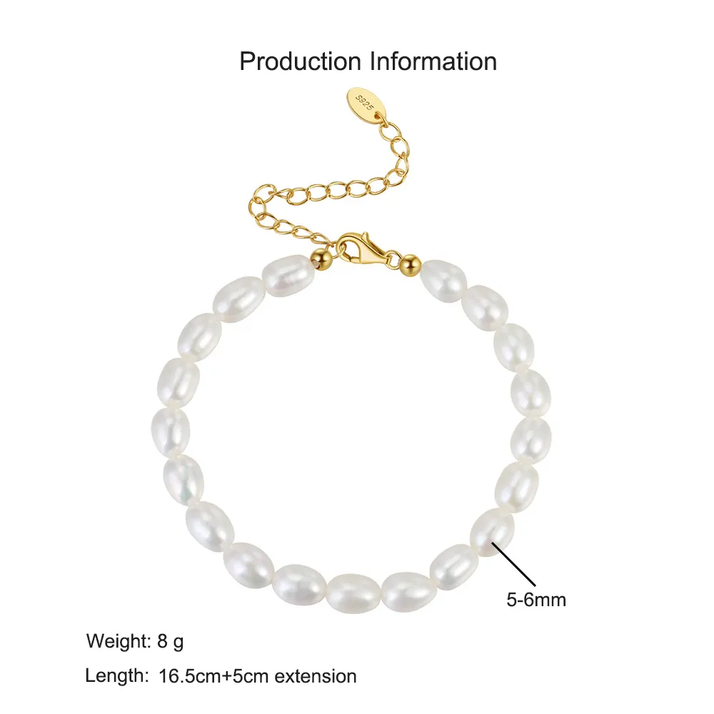 925 Sterling Silver Baroque Pearl Bracelet 100500001 - image2