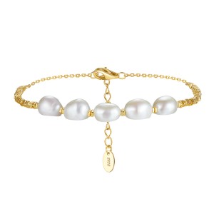 925 Sterling Silver Freshwater Pearl Cube Bracelet 100500003