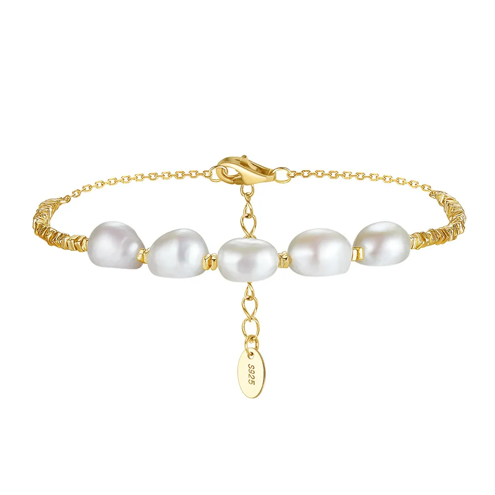 925 Sterling Silver Freshwater Pearl Cube Bracelet 100500003