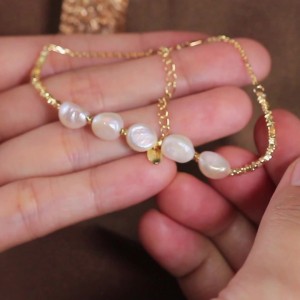925 Sterling Silver Freshwater Pearl Cube Bracelet 100500003