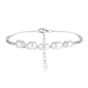 925 Sterling Silver Freshwater Pearl Cube Bracelet 100500003
