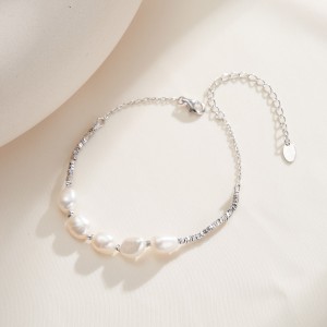 925 Sterling Silver Freshwater Pearl Cube Bracelet 100500003