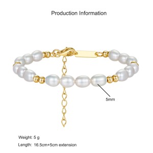 925 Sterling Silver Baroque Pearl Bead Bracelet 100500004