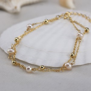 925 Sterling Silver Double-Layer Baroque Pearl Bracelet 100500005