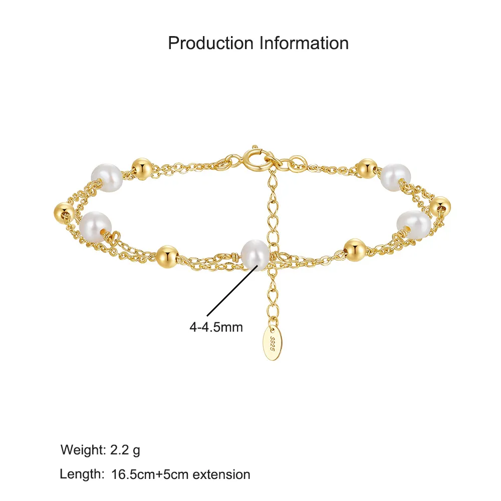 925 Sterling Silver Double-Layer Baroque Pearl Bracelet 100500005 - image2