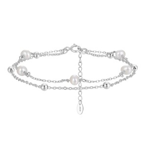 925 Sterling Silver Double-Layer Baroque Pearl Bracelet 100500005