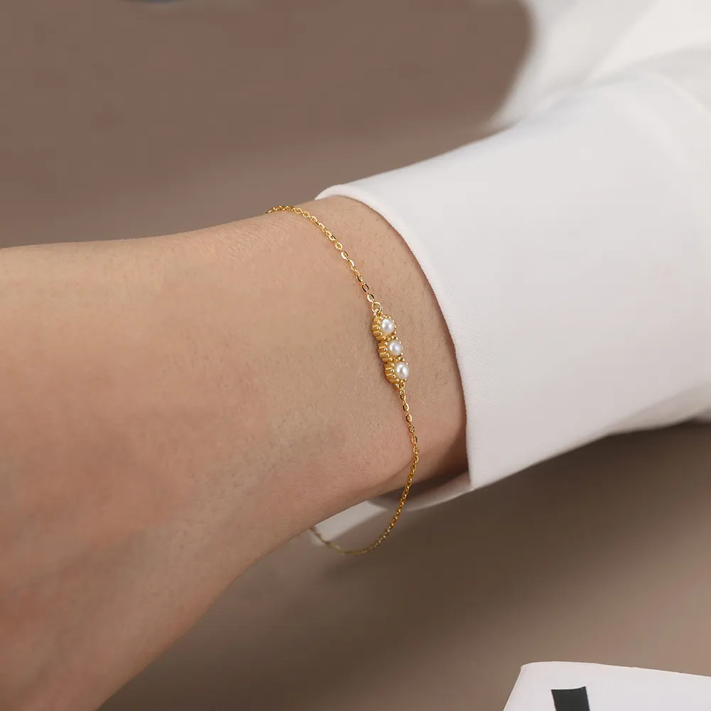 925 Sterling Silver Freshwater Pearl Bracelet 100500006 - image1