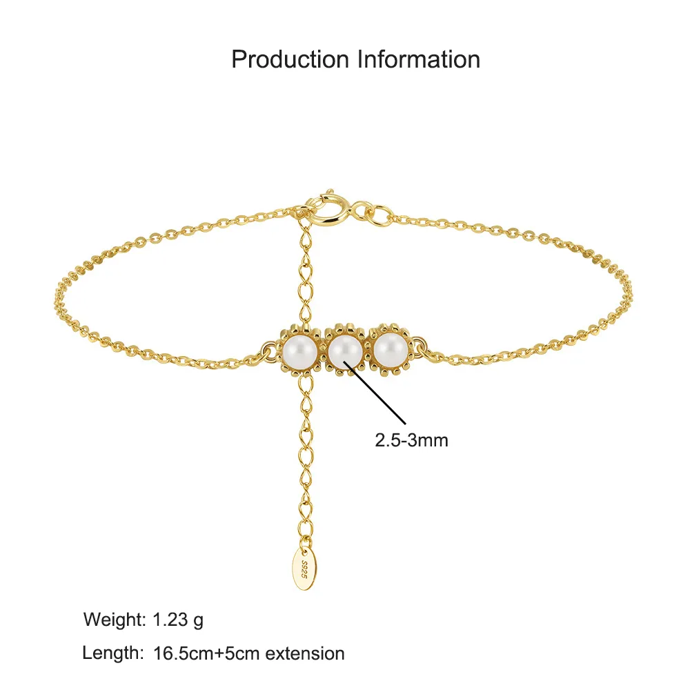 925 Sterling Silver Freshwater Pearl Bracelet 100500006 - image2