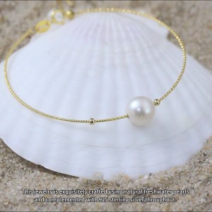 925 Sterling Silver Freshwater Pearl Bracelet 100500007