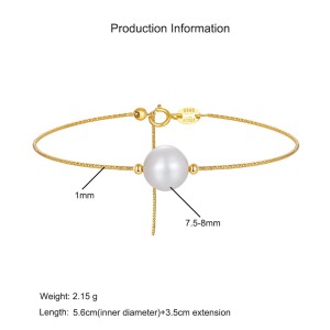 925 Sterling Silver Freshwater Pearl Bracelet 100500007