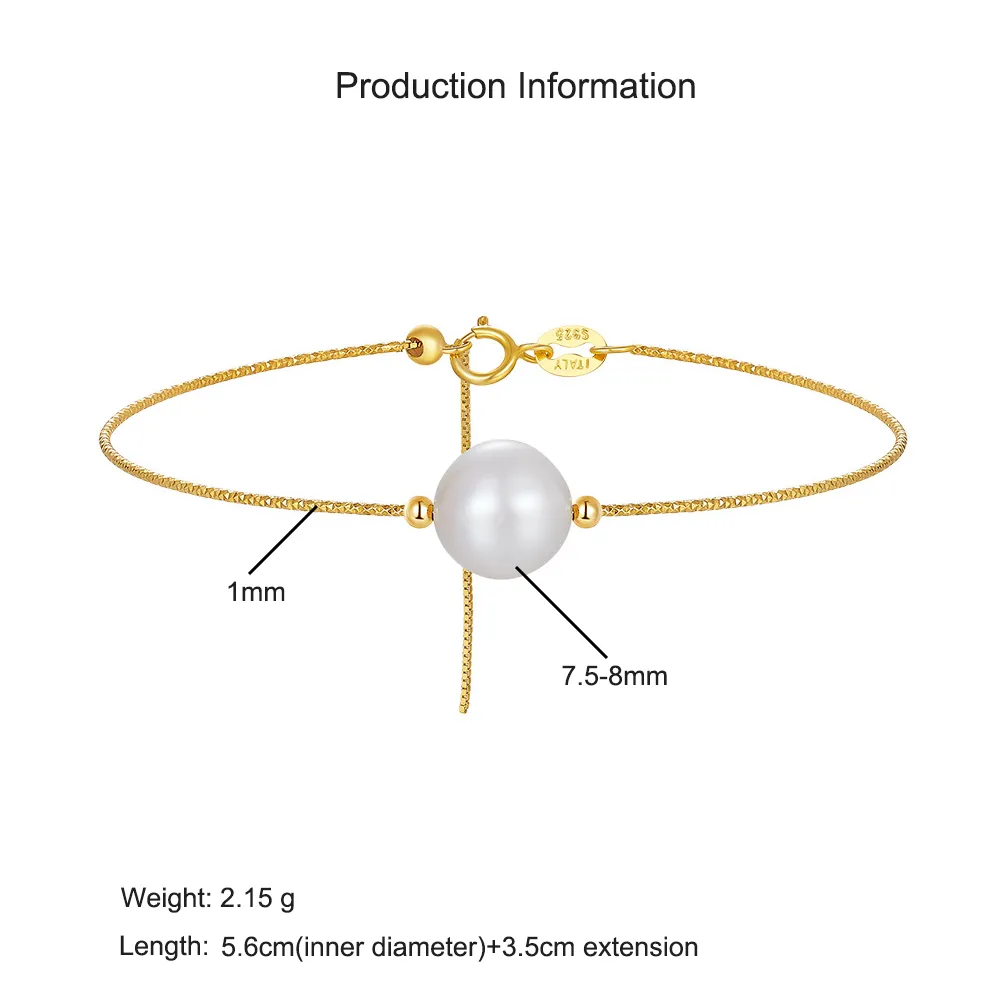 925 Sterling Silver Freshwater Pearl Bracelet 100500007 - image2